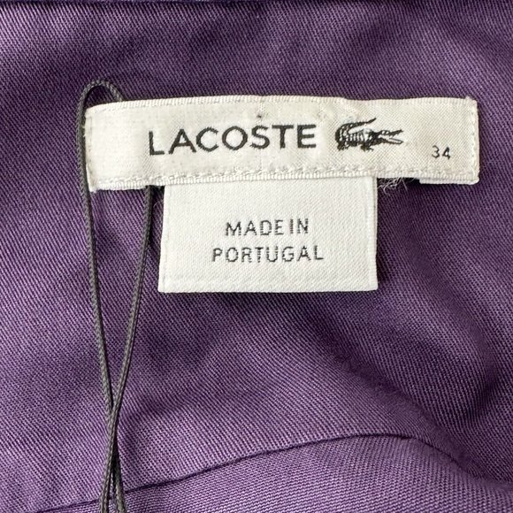 NWT Lacoste Women's Shift Shirt Dress Purple Midi Long Sleeve or Roll Sleeve 2 - Picture 7 of 11